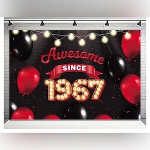 Awesome Since 1967 Birthday Backdrop,71 x 47, Backdrop Red and Black Balloons